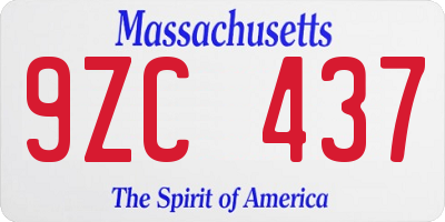 MA license plate 9ZC437