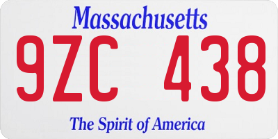 MA license plate 9ZC438