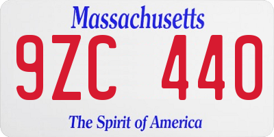 MA license plate 9ZC440