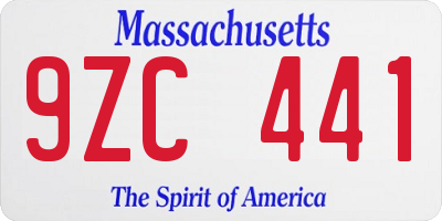 MA license plate 9ZC441