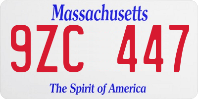 MA license plate 9ZC447