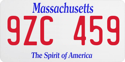 MA license plate 9ZC459