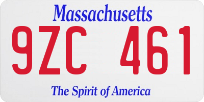 MA license plate 9ZC461