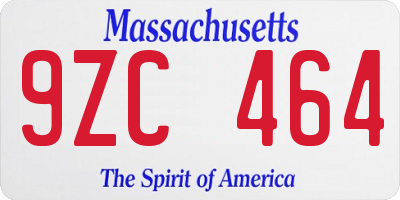 MA license plate 9ZC464