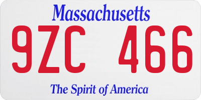 MA license plate 9ZC466