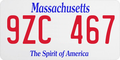 MA license plate 9ZC467