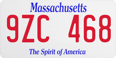 MA license plate 9ZC468