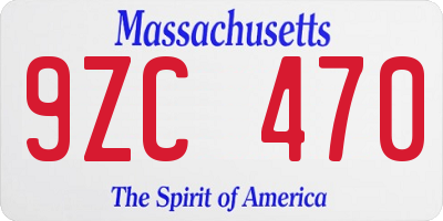 MA license plate 9ZC470