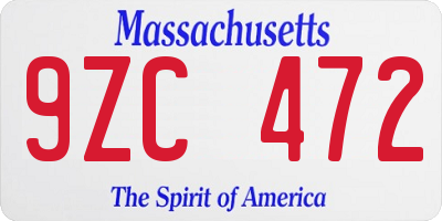 MA license plate 9ZC472