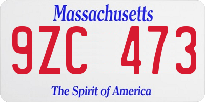 MA license plate 9ZC473