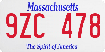 MA license plate 9ZC478