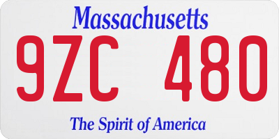 MA license plate 9ZC480