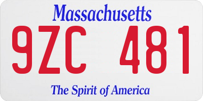 MA license plate 9ZC481