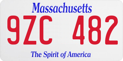 MA license plate 9ZC482