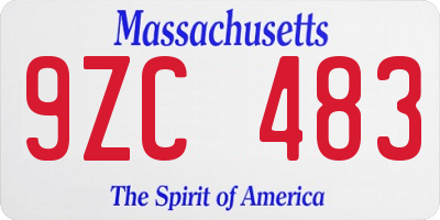 MA license plate 9ZC483