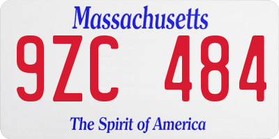 MA license plate 9ZC484