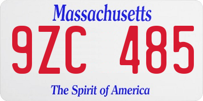 MA license plate 9ZC485
