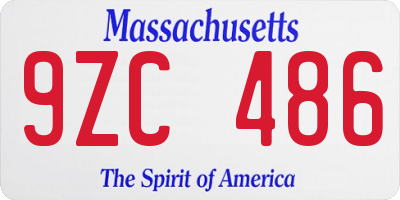 MA license plate 9ZC486