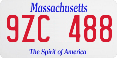 MA license plate 9ZC488