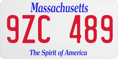 MA license plate 9ZC489