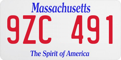 MA license plate 9ZC491