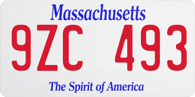 MA license plate 9ZC493