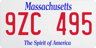 MA license plate 9ZC495
