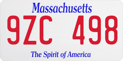 MA license plate 9ZC498