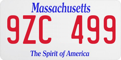 MA license plate 9ZC499