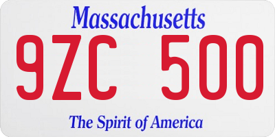 MA license plate 9ZC500