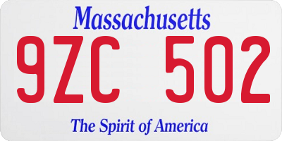 MA license plate 9ZC502