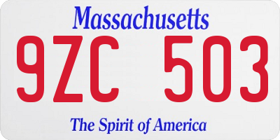 MA license plate 9ZC503