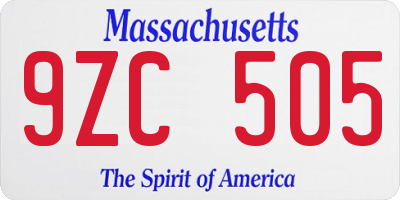 MA license plate 9ZC505