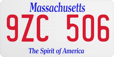 MA license plate 9ZC506