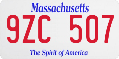 MA license plate 9ZC507