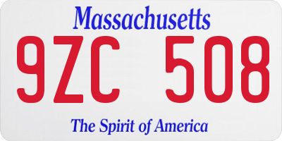MA license plate 9ZC508