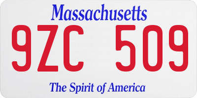 MA license plate 9ZC509