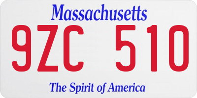 MA license plate 9ZC510
