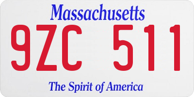 MA license plate 9ZC511