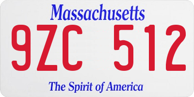MA license plate 9ZC512