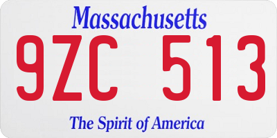 MA license plate 9ZC513