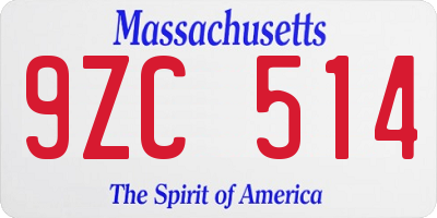 MA license plate 9ZC514