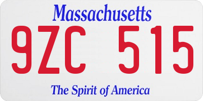 MA license plate 9ZC515