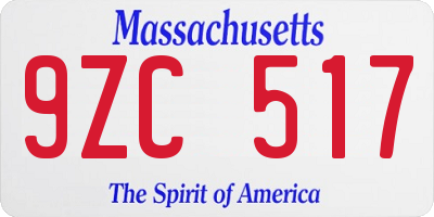 MA license plate 9ZC517