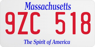 MA license plate 9ZC518