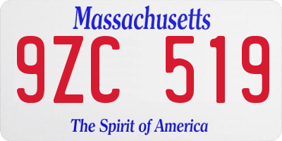 MA license plate 9ZC519