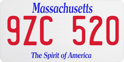 MA license plate 9ZC520