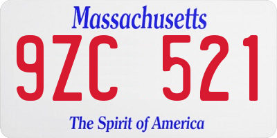 MA license plate 9ZC521
