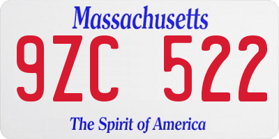 MA license plate 9ZC522