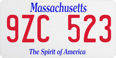 MA license plate 9ZC523